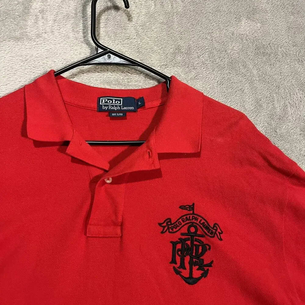 Polo Ralph Lauren Polo Shirt Mens Large Red Crest Logo Short Sleeve Embroidered